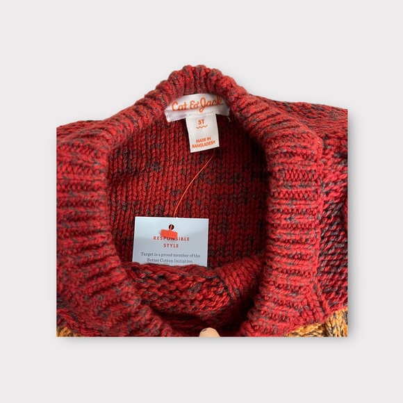 Cat & Jack Cable Knit Color Block Sweater - Picture 2 of 3